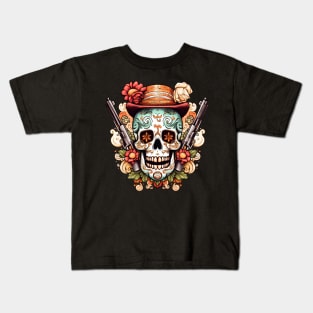 skull with guns Kids T-Shirt